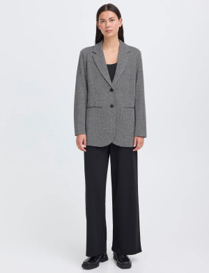 ICHI Ihkate Jacquard Oversize Bl - Grey - L
