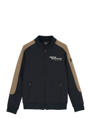 Indian Blue Jeans Zipper Jacket Contrast Sleeve   176 Black 176