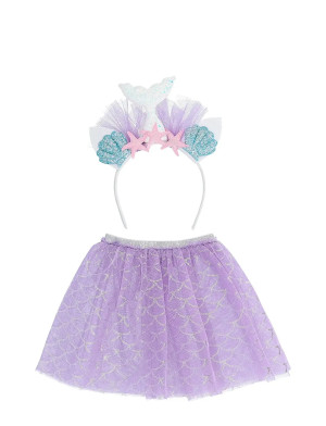 IPK Mermaid Accessory Set For Children, Headband And Skirt   0 Purple 0