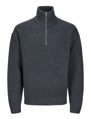Jack & Jones Jorollie Knit Half Zip Sn   M Grey M