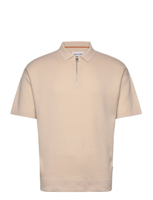 Jack & Jones Jjtroy Knit Zip Polo   L Cream L