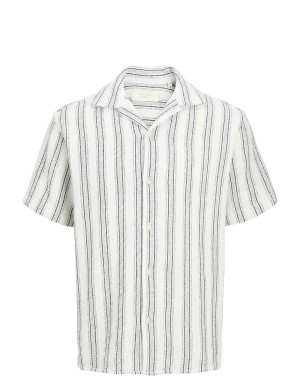 Jack & Jones Jjecoba Stripe Resort Shirt Ss Sn   S Cream S