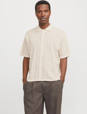 Jack & Jones Jortyler Knit Ss Polo Sn - Cream - XL Cream XL
