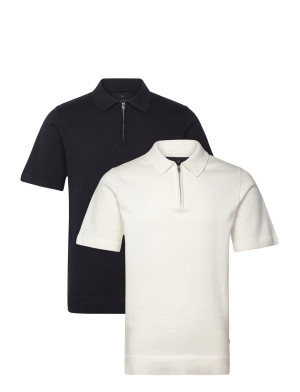 Jack & Jones Jprblamilano Spring Knit Zip Polo 2Pk Mp   XXL Navy XXL