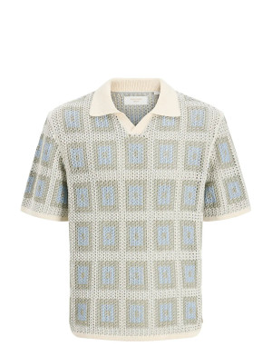 Jack & Jones Joraiden Knit Split Neck Polo Styd Ss26   S Blue S