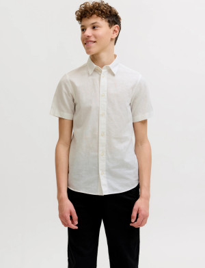Jack & Jones Jjebreeze Linen Blend Shirt S/S Sn Jnr - Cream - 152