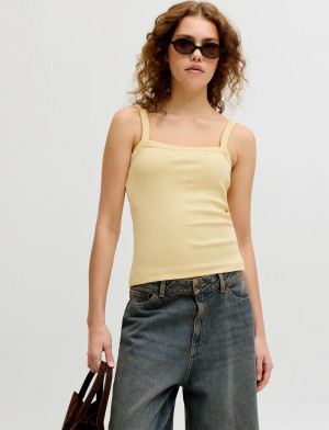 JJXX Jxfifi Str Sl Rib Top Jrs Sn - Yellow - S