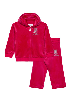Juicy Couture Glitter Print Zip Thru & Jog Set - Pink - 92 Pink 92