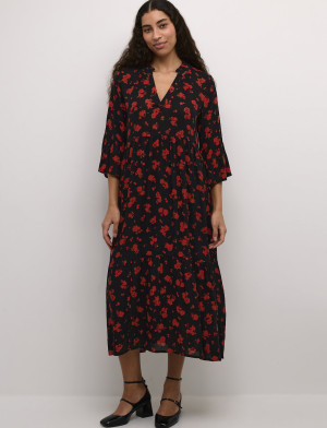 Kaffe Kaamber Long Layer Dress Printed - Black - 36