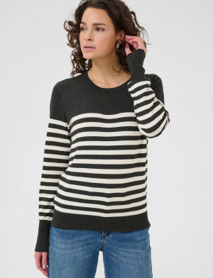 Kaffe Kalizza Striped Knit Pullover - Navy - S Navy S