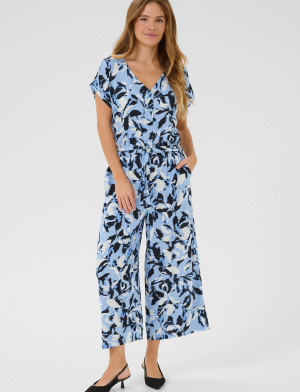 Kaffe Kamira Plain Weave Jumpsuit Printed - Blue - 38 Blue 38