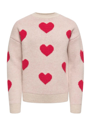 Kids Only Kognaja L/S Flower Pullover Knt - Cream - 110-116 Cream 110-116
