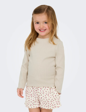 Kids Only Kmgtrinny Sld Ls Oneck Top Jrs Noos - Cream - 110