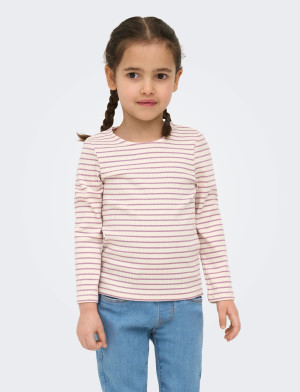 Kids Only Kmgmaude Life Stripe Ls Top Jrs Noos - Cream - 128