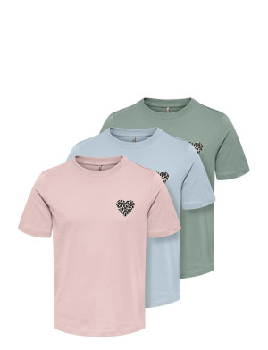 Kids Only Kogrexi Heart Reg. Ss Top  3-Pack Jrs   134-140 Blue 134-140