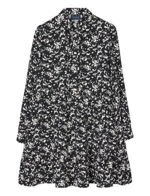 Lexington Clothing Printed Frill Tunic Dress   L Black L