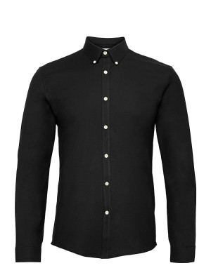 Lindbergh Yarn Dyed Oxford Superflex Shirt L/S   S Black S