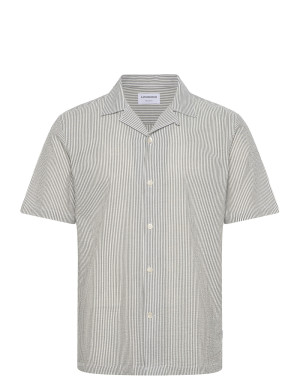 Lindbergh Striped Seersucker Resort Shirt S/S   XL Green XL
