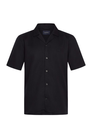 Lindbergh Cotton / Lyocell Blend Resort Shirt   L Black L