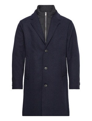 Lindbergh Detachable Collar Lapel Coat   M Navy M