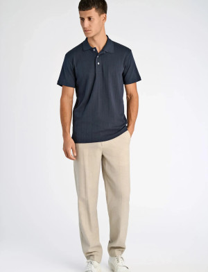 Lindbergh Jacquard Polo S/S - Navy - L Navy L