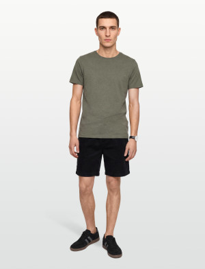 Lindbergh Mouliné O-Neck Tee S/S - Khaki green - S Khaki green S