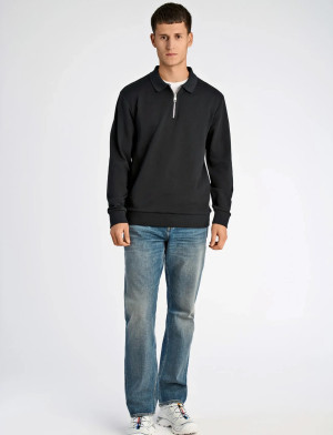 Lindbergh Half Zip Polo Sweat - Black - XXL