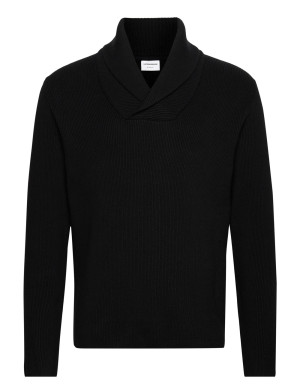 Lindbergh Shawl Collar Rib Knit   XXL Black XXL