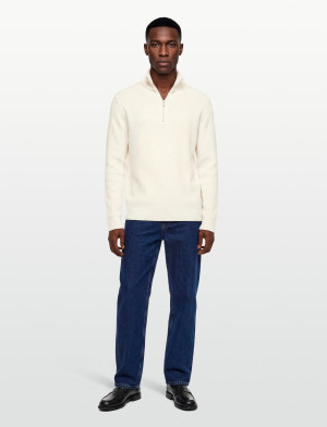 Lindbergh Half Zip Rib Knit W?. Oversized Col - Cream - S Cream S