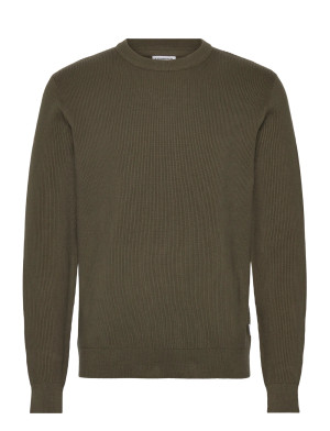 Lindbergh Rib Knitted O-Neck Knit - Khaki green - L Khaki green L