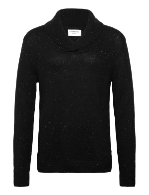 Lindbergh Nep-Yarn Shawl Collar Knit   XL Black XL