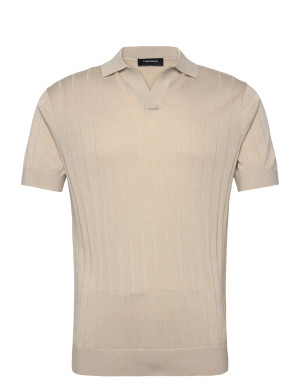 Lindbergh Black Open Collar Knitted Polo S/S   M Cream M