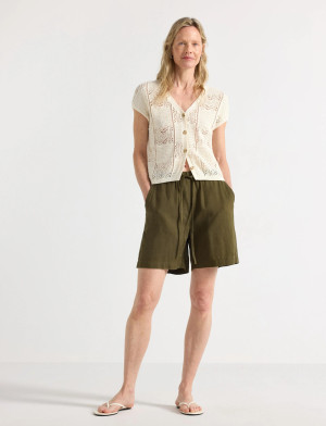 Lindex Shorts In Linen Blend - Khaki green - XS Khaki green XS