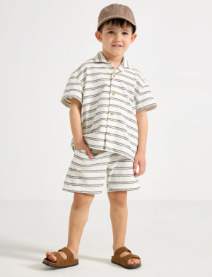 Lindex Set - Shirt And Shorts - Beige - 122/128
