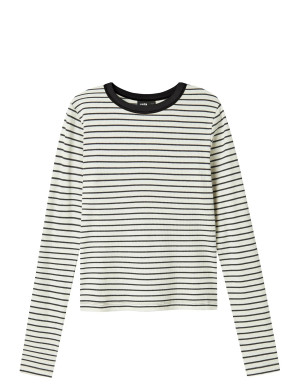 LMTD Nlfhinaja Ls Stripe Short S Top Noos - White - 158-164
