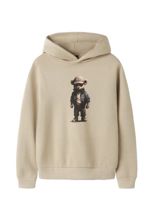 LMTD Nlmnamse Ls Bru Sweat W. Hood - Beige - 170-176 Beige 170-176