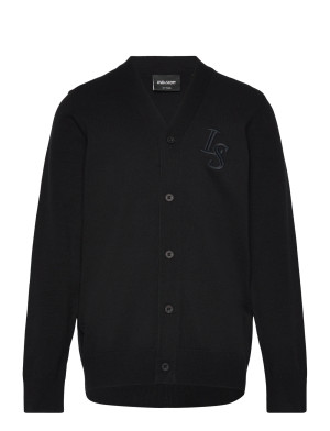 Scott L&S Monogram Button Through Cardigan - Black - 140-146