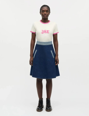 Mads Nørgaard Luke Denim Stelly Skirt Block - Navy - 38