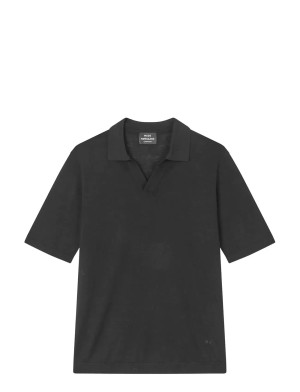 Mads Nørgaard Cotton Lino Theo Polo Knit - Black - S Black S