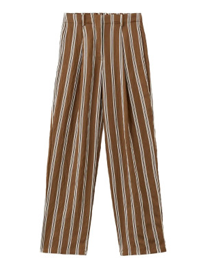 Mango Pleated Striped Trousers   XL Brown XL
