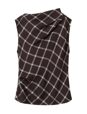 Mango Fitted Top With Draped Neckline   L Burgundy L