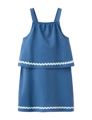 Mango Short Dress With Scalloped Detail - Blue - 12-18M Blue 12-18M