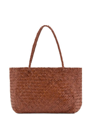Mango Braided Leather Shopper Bag - Brown - ONE SIZE Brown ONE SIZE