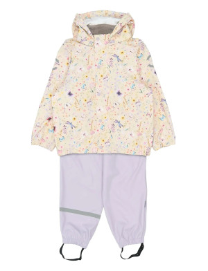 mikk-line Pu Rain Set Aop W. Susp/104 - Cream - 122