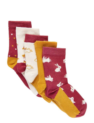 Minymo Sock W. Pattern (5-Pack)   31\\34 Burgundy 31\\34