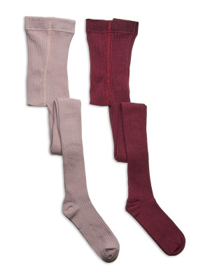 Minymo Stocking - Solid Rib 2-Pack - Pink - 128-134