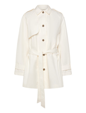 Monki Short Loose Single-Breasted Trench Coat - Cream - L