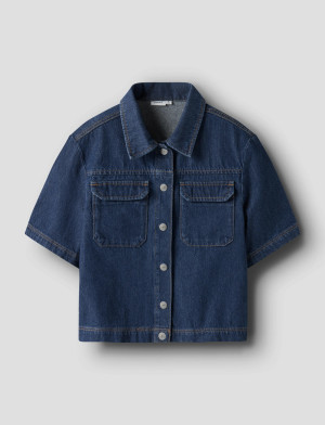 name it Nkflea Oversize 2/4 Dnm Shirt 2105-Rm B - Blue - 164 Blue 164