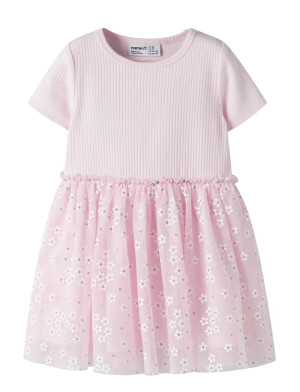name it Nmffloral Ss Dress   128 Pink 128