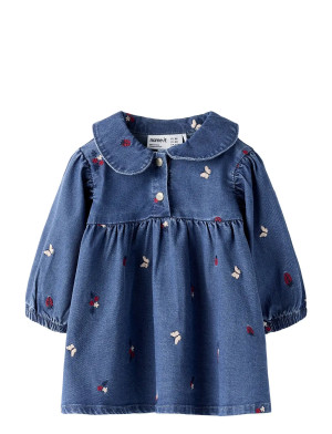 name it Nbfalva Ls Dnm Emb Dress 5321-Yb - Blue - 74